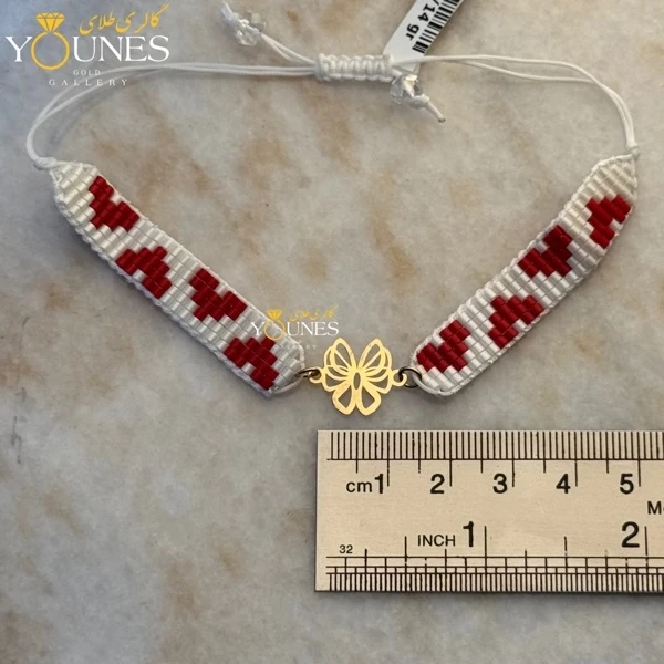 دستبند میوکی سفید قلبی پروانه طلا